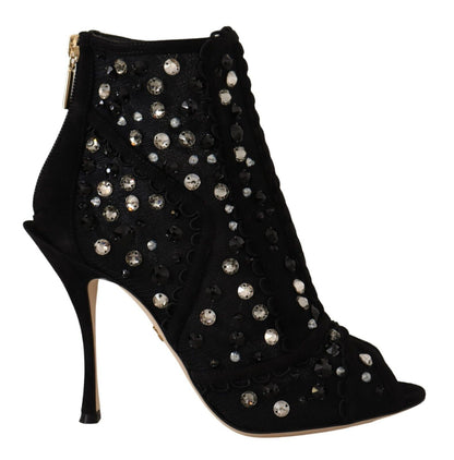 Dolce & Gabbana Bottines courtes à talons et cristaux noirs