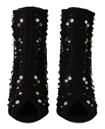 Dolce & Gabbana Bottines courtes à talons et cristaux noirs