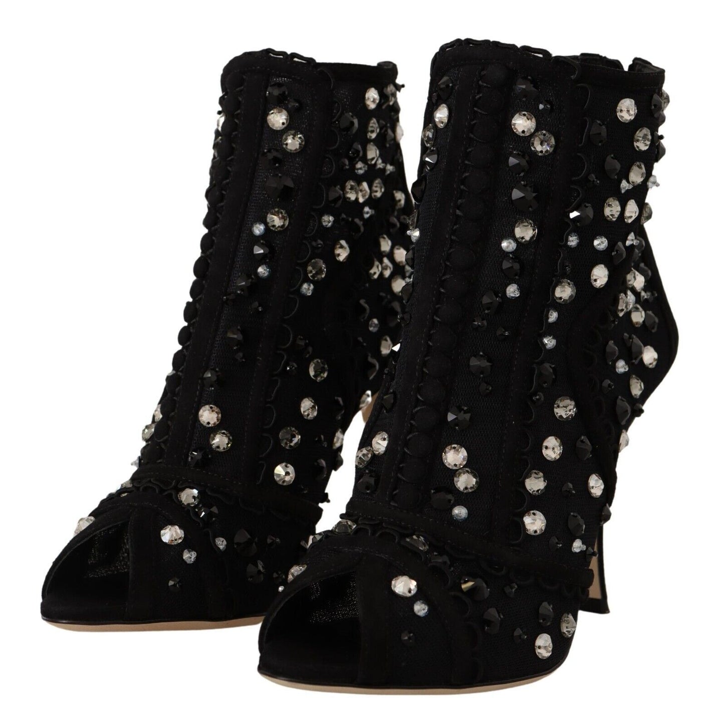 Dolce & Gabbana Bottines courtes à talons et cristaux noirs