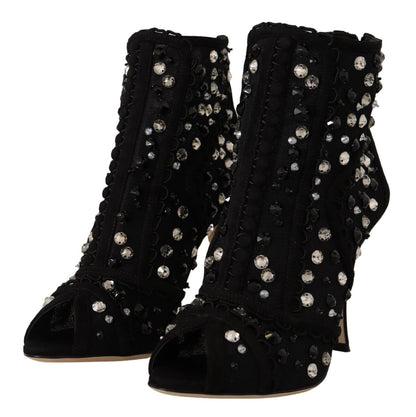 Dolce & Gabbana Bottines courtes à talons et cristaux noirs