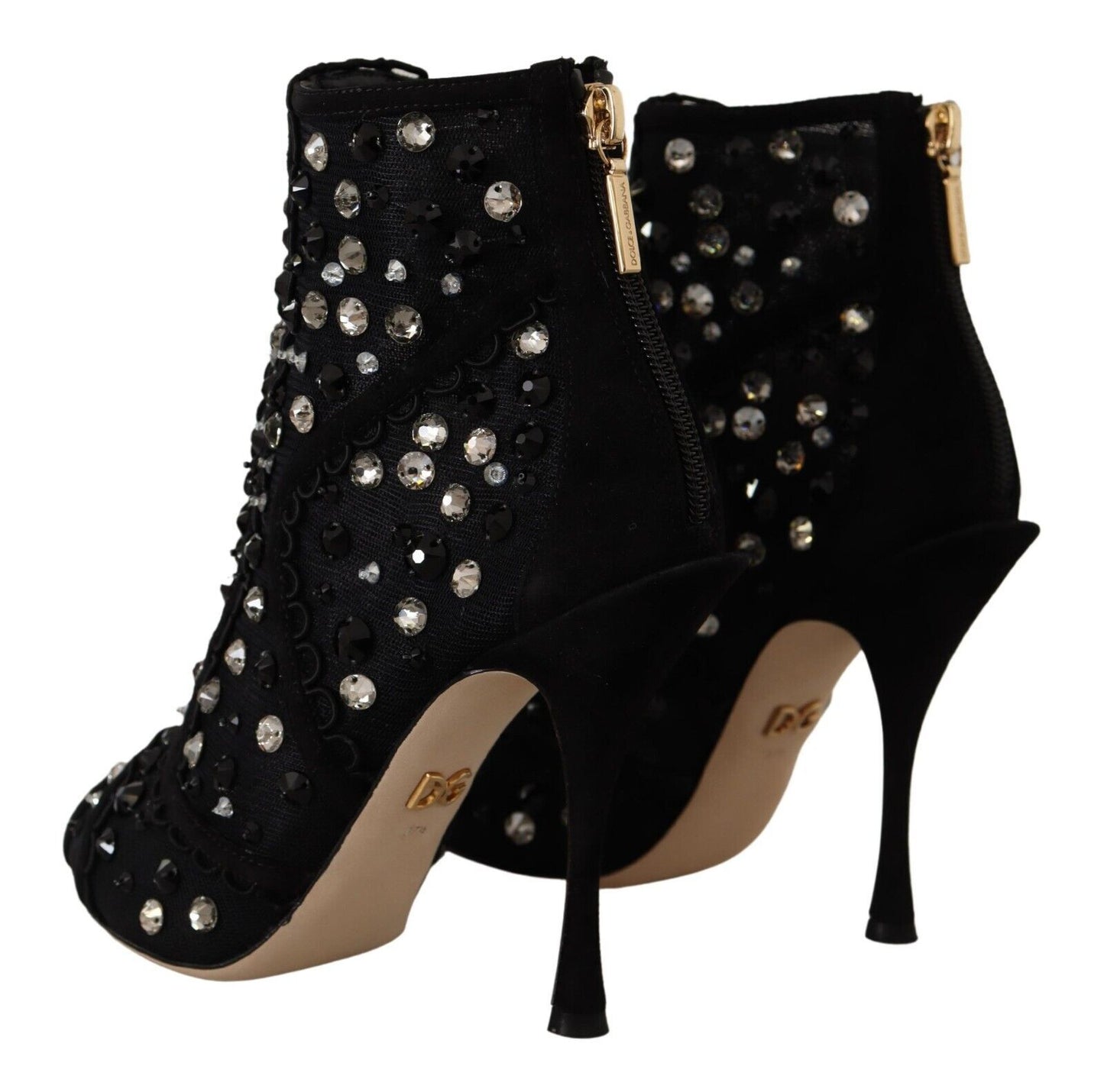 Dolce & Gabbana Bottines courtes à talons et cristaux noirs
