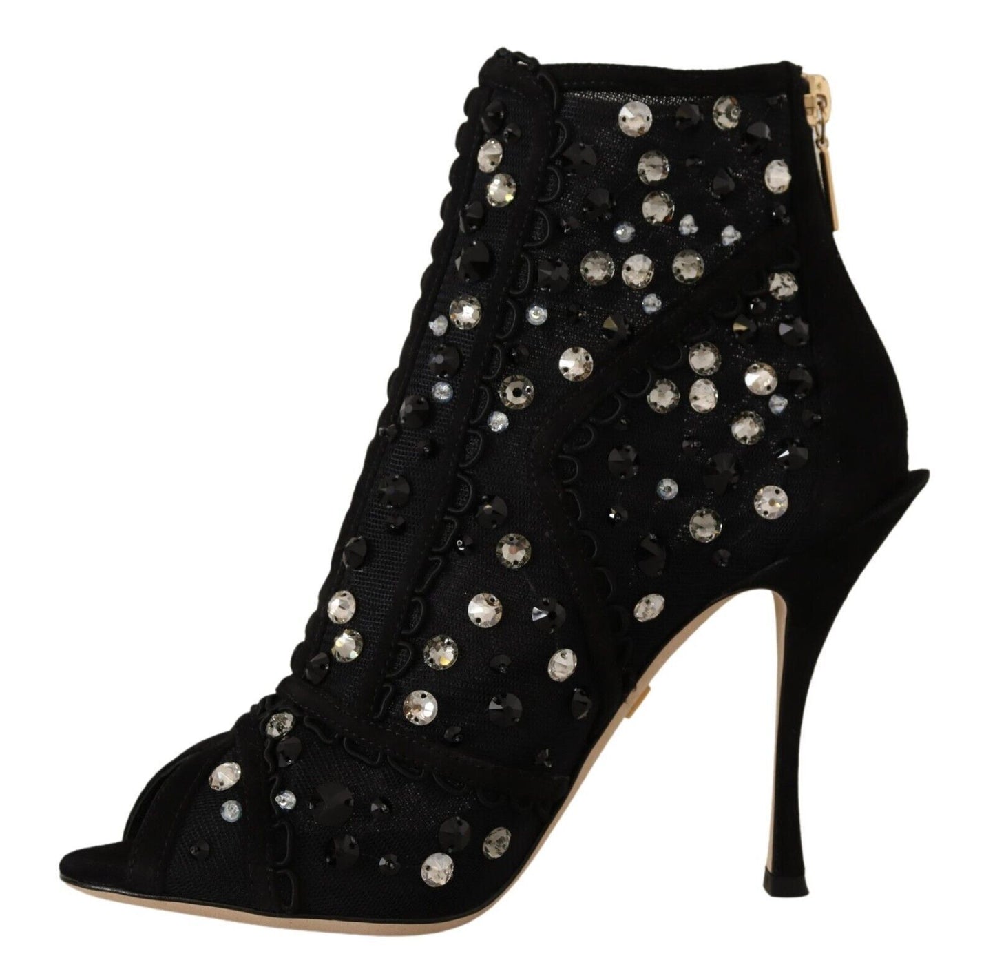 Dolce & Gabbana Bottines courtes à talons et cristaux noirs