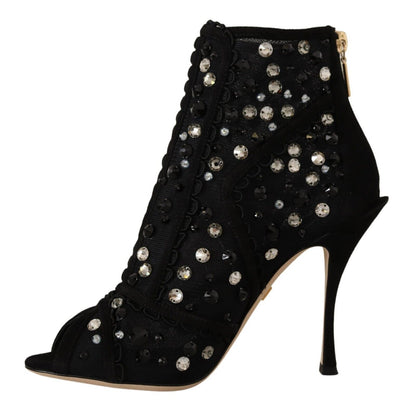 Dolce & Gabbana Bottines courtes à talons et cristaux noirs