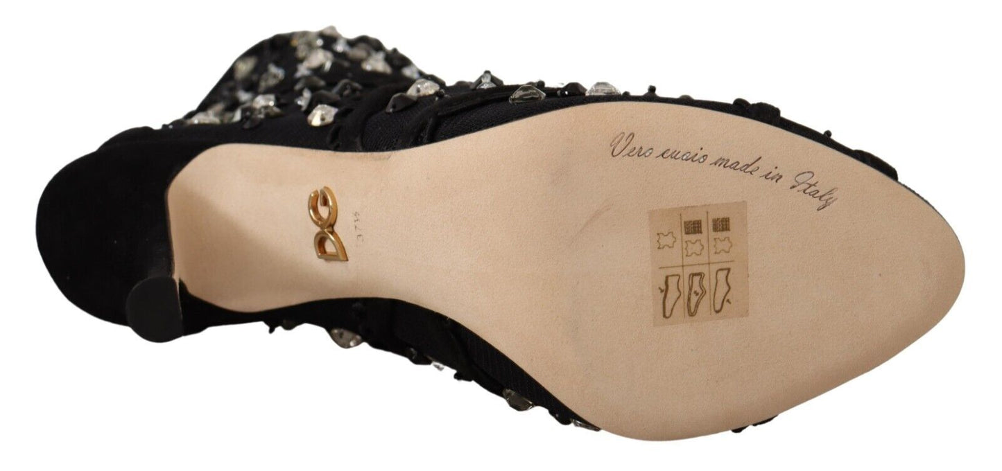 Dolce & Gabbana Bottines courtes à talons et cristaux noirs