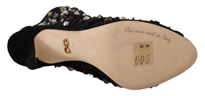 Dolce & Gabbana Bottines courtes à talons et cristaux noirs