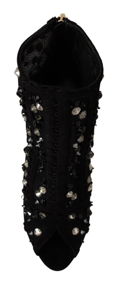 Dolce & Gabbana Bottines courtes à talons et cristaux noirs