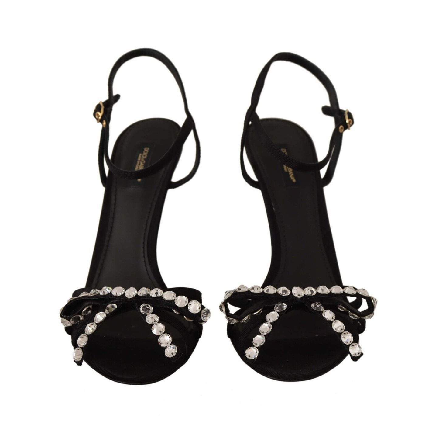 Dolce & Gabbana Sandales à talons et bride cheville ornées de cristaux noirs