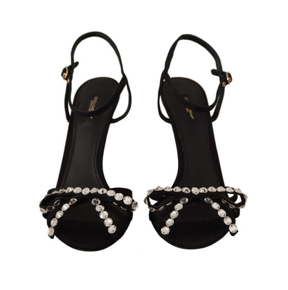 Dolce & Gabbana Sandales à talons et bride cheville ornées de cristaux noirs