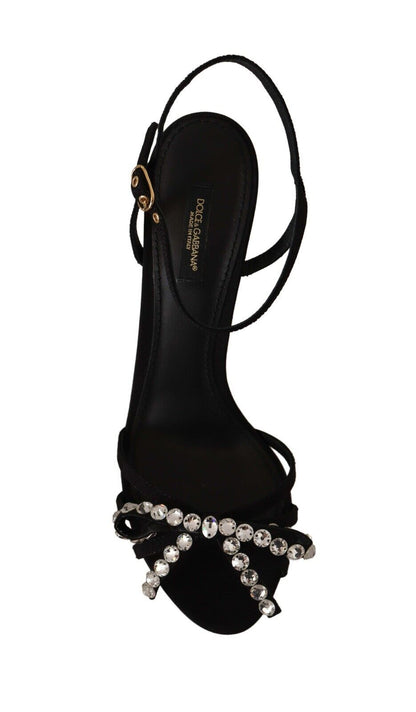 Dolce & Gabbana Sandales à talons et bride cheville ornées de cristaux noirs