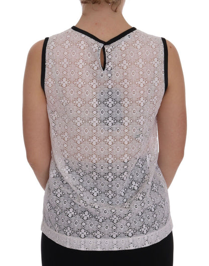Débardeur en nylon à imprimé floral en dentelle blanc Dolce & Gabbana