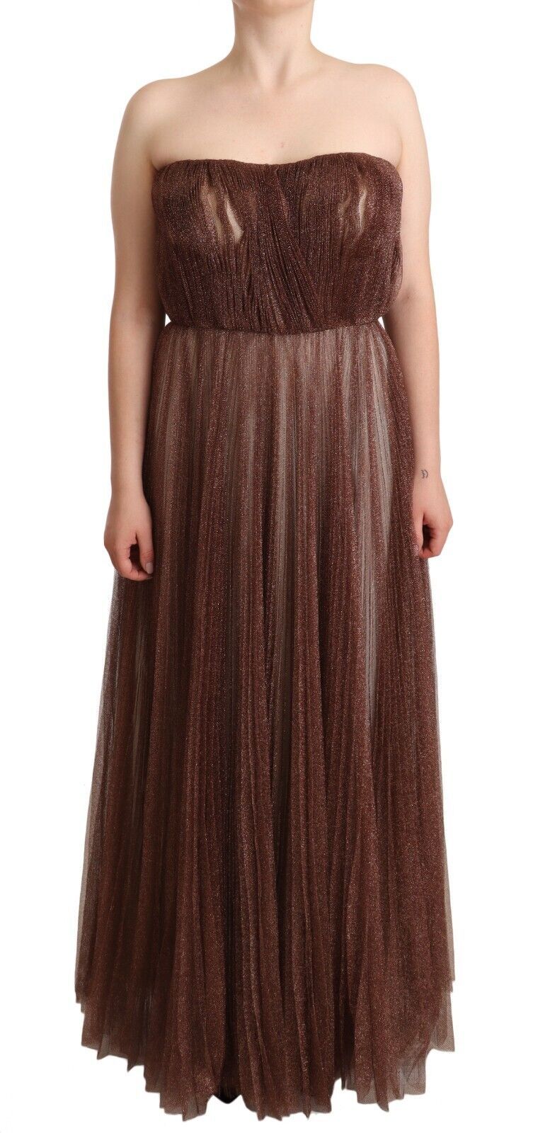 Robe longue Dolce & Gabbana en polyester bronze métallisé