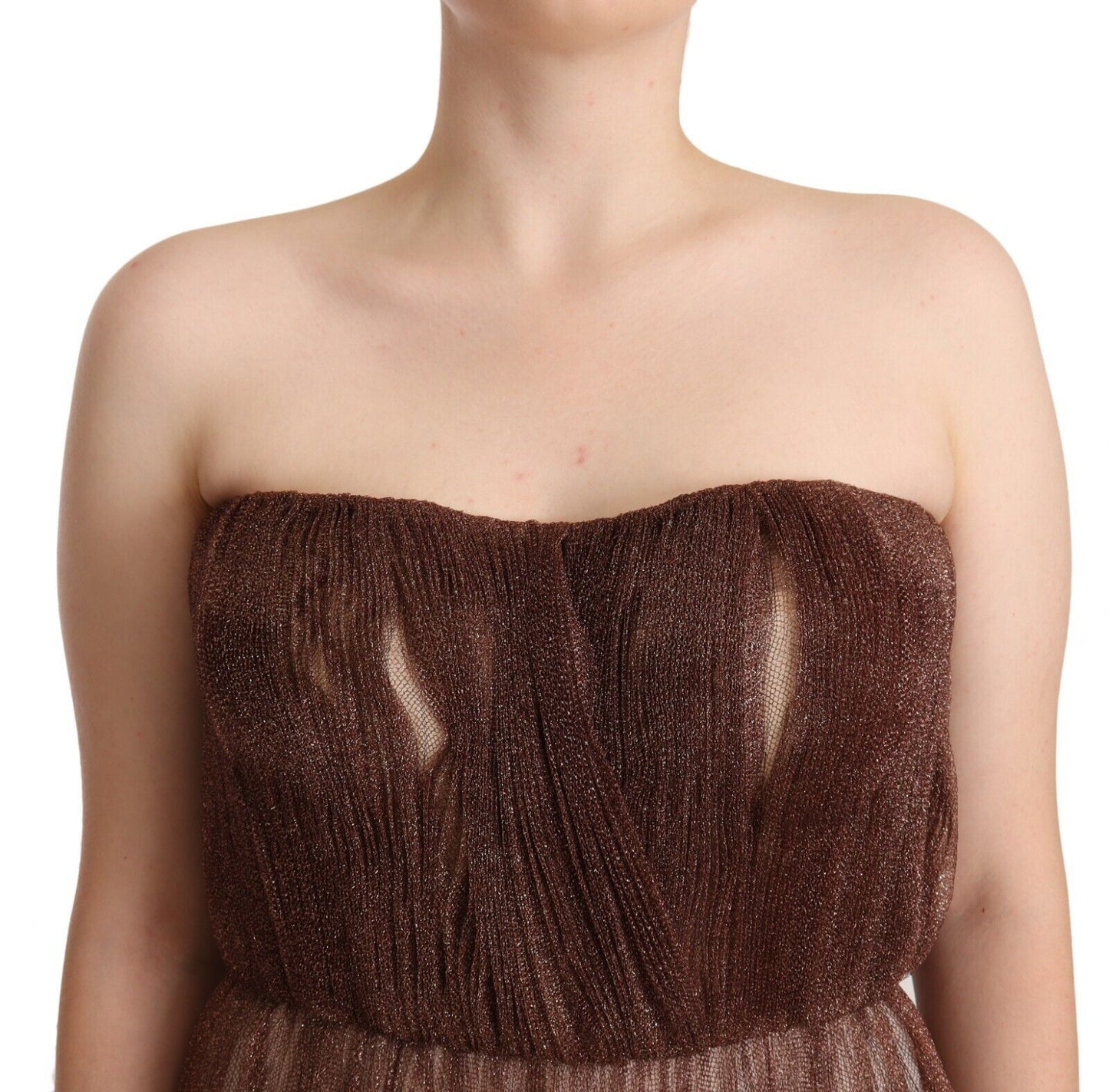 Robe longue Dolce & Gabbana en polyester bronze métallisé