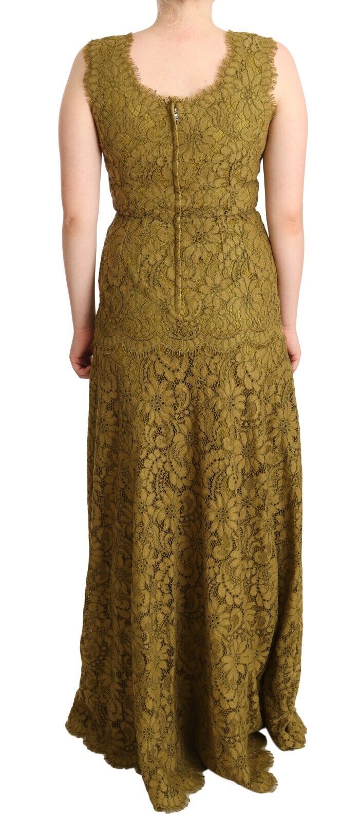 Robe longue Dolce & Gabbana en dentelle florale marron