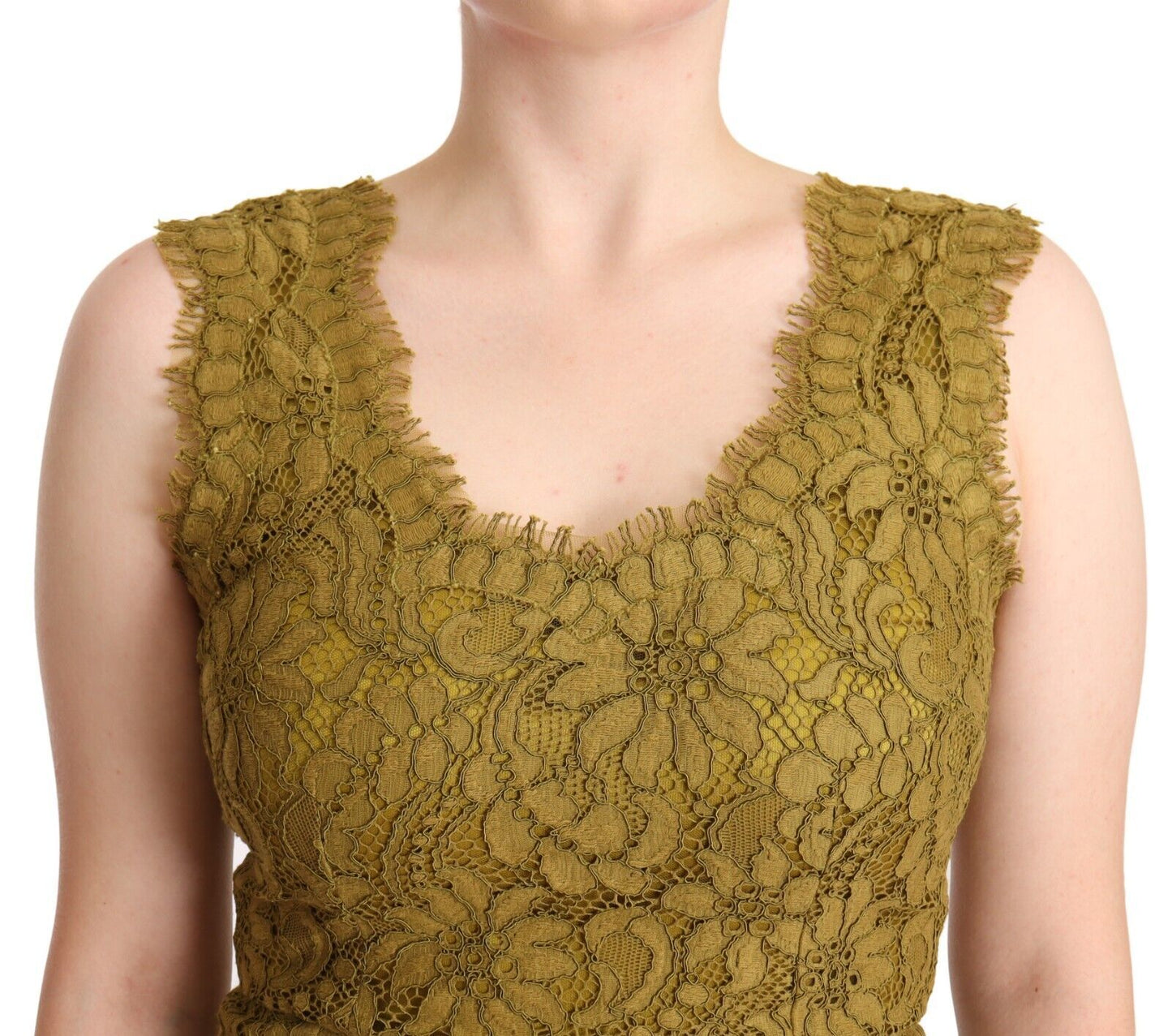 Robe longue Dolce & Gabbana en dentelle florale marron