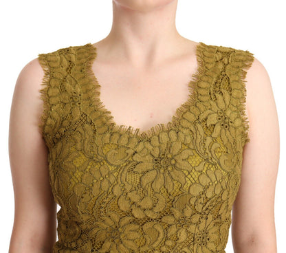 Robe longue Dolce & Gabbana en dentelle florale marron