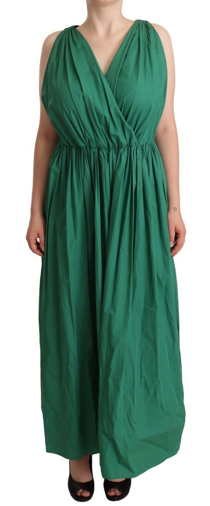 Robe sans manches Dolce & Gabbana en coton vert à col en V