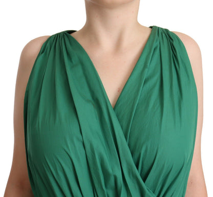 Robe sans manches Dolce & Gabbana en coton vert à col en V