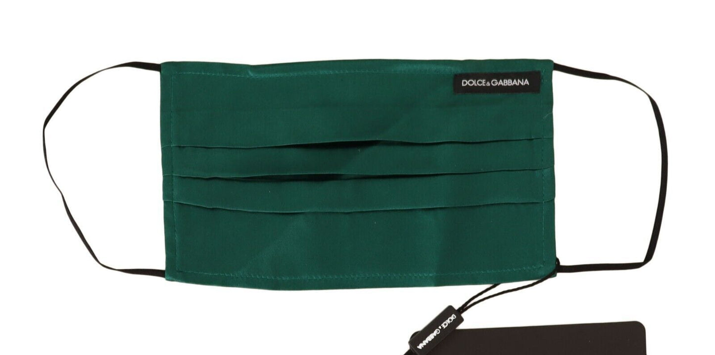 Masque de protection Dolce & Gabbana en soie verte plissée avec élastiques aux oreilles