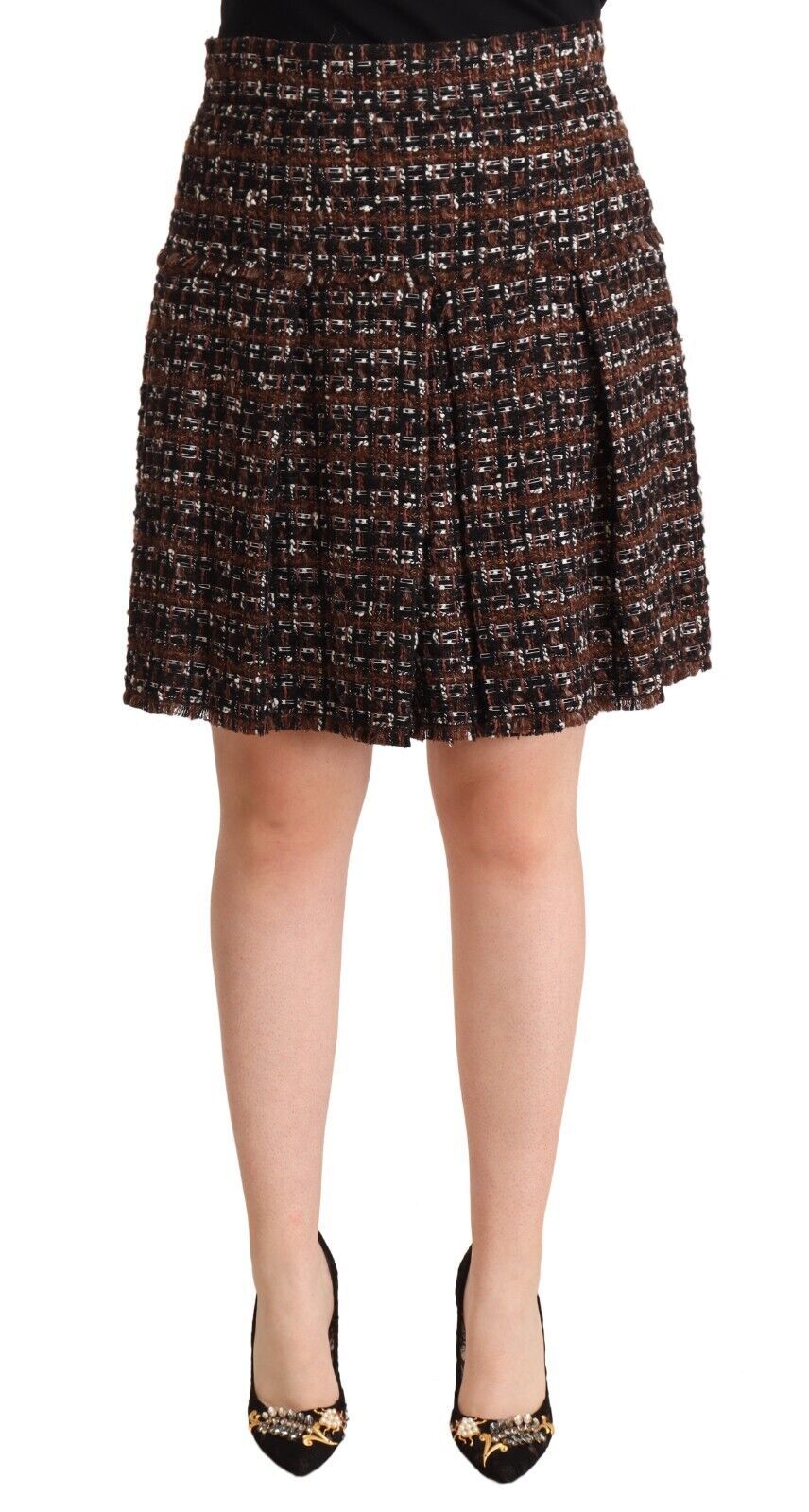 Mini-jupe plissée trapèze Dolce & Gabbana marron taille haute
