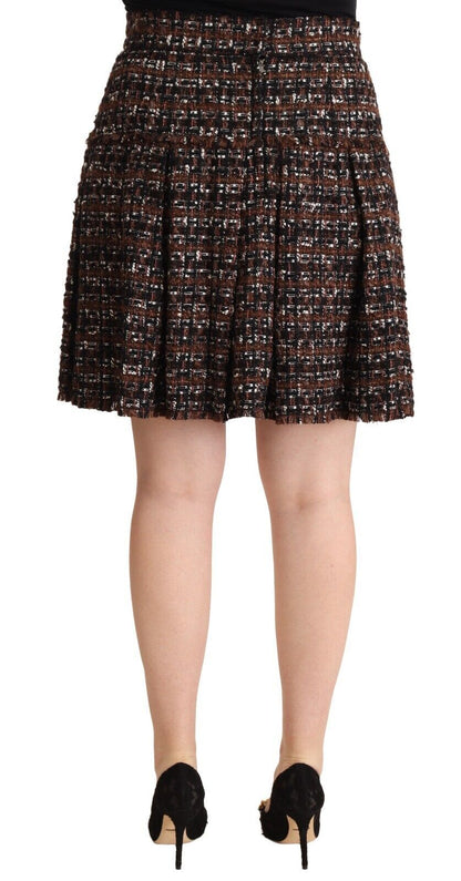 Mini-jupe plissée trapèze Dolce & Gabbana marron taille haute