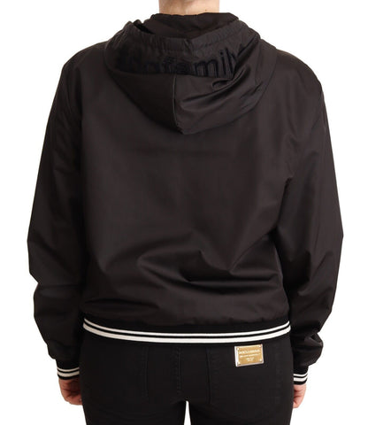 Veste bomber Dolce & Gabbana noire à capuche et fermeture éclair intégrale en polyester