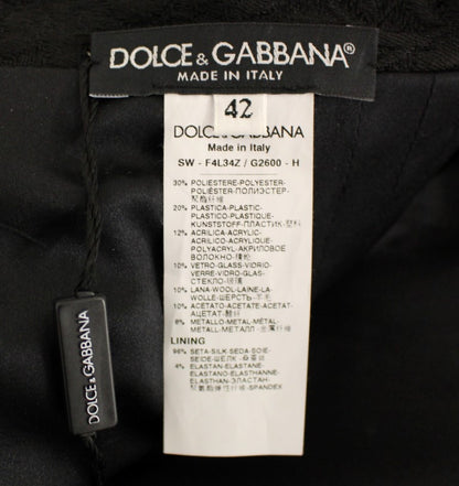 Falda por encima de la rodilla Dolce & Gabbana negra de cristal hecha a mano