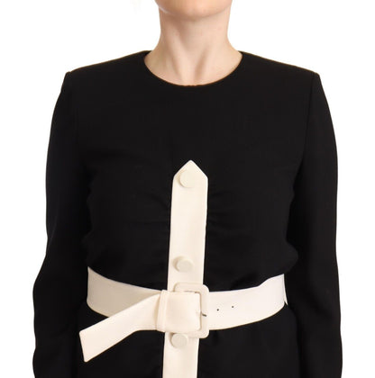 Robe fourreau mini Givenchy en laine noire à manches longues et ceinture