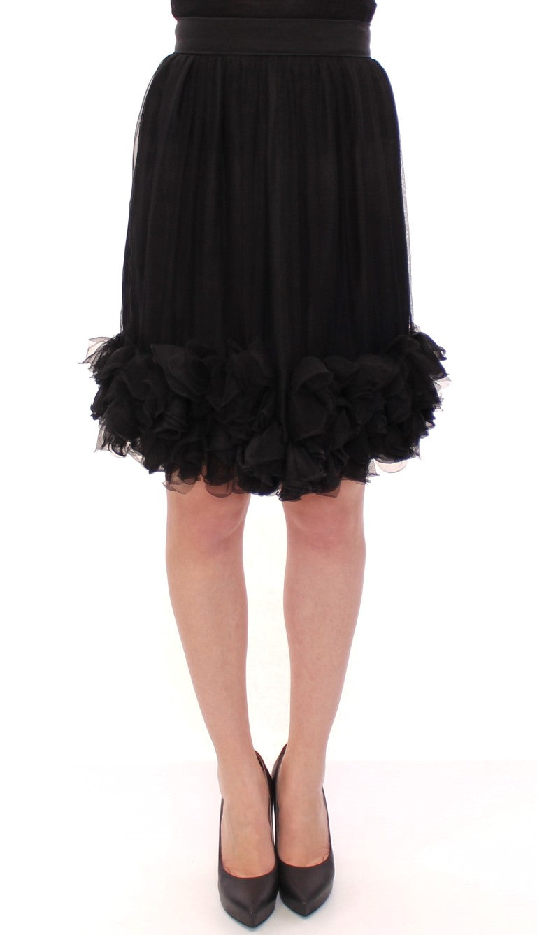 Jupe au-dessus du genou Dolce & Gabbana en soie noire transparente