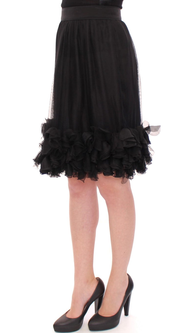 Falda transparente de seda negra hasta la rodilla de Dolce & Gabbana