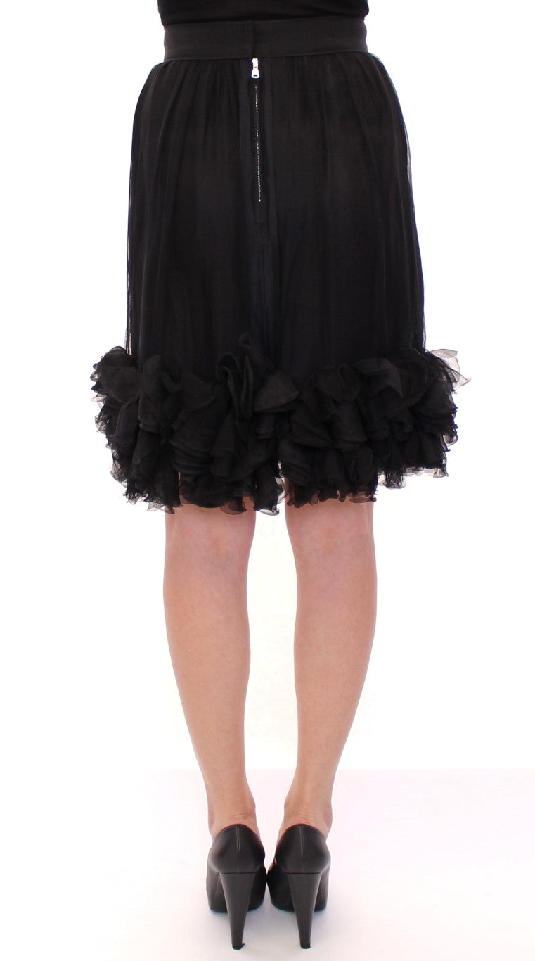Jupe au-dessus du genou Dolce & Gabbana en soie noire transparente