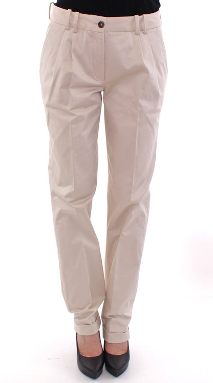 Pantalon Chino en Coton Beige Dolce & Gabbana