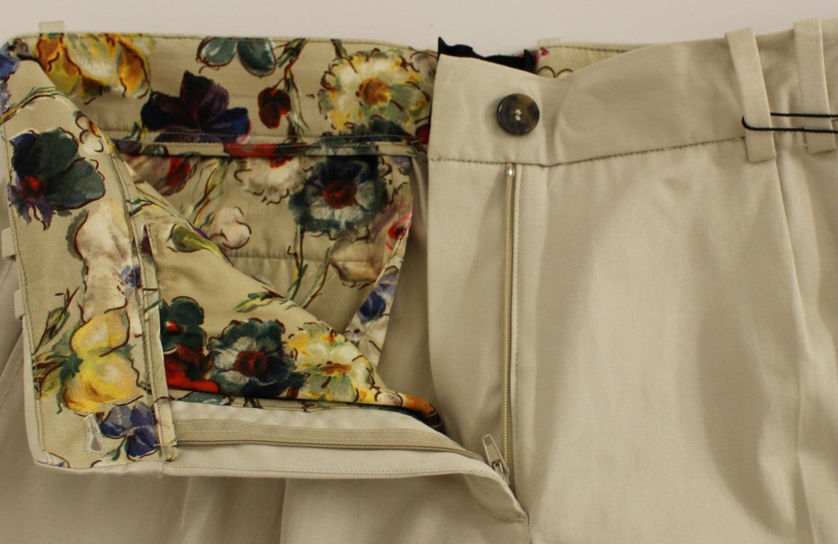 Pantalon Chino en Coton Beige Dolce & Gabbana