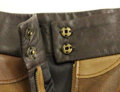 Jupe Droite Dolce & Gabbana en Cuir Patchwork Marron