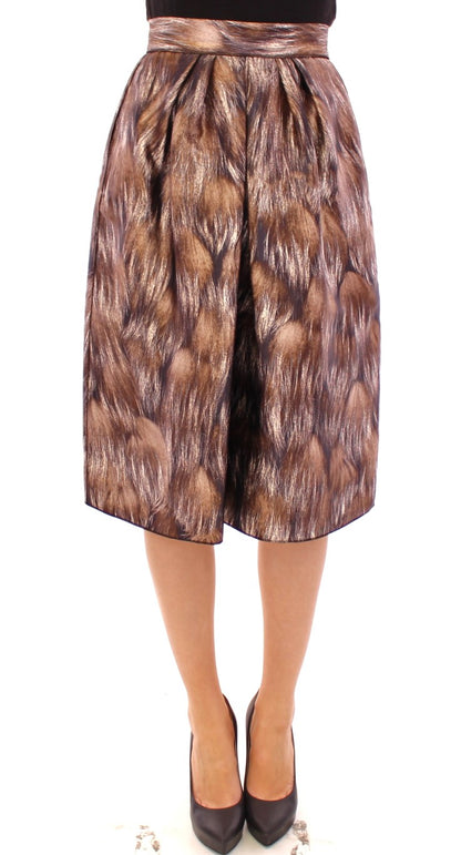 Jupe droite longue en soie à imprimé floral marron Dolce & Gabbana