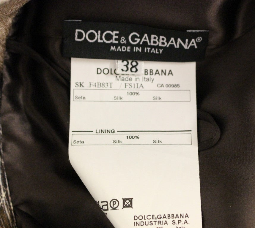 Jupe droite longue en soie à imprimé floral marron Dolce & Gabbana