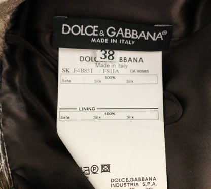 Jupe droite longue en soie à imprimé floral marron Dolce & Gabbana