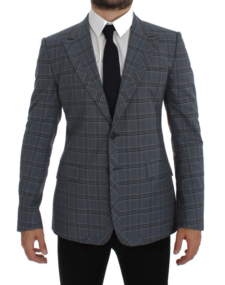 Veste de blazer ajustée à carreaux bleus Dolce & Gabbana
