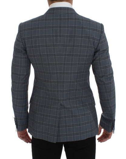 Veste de blazer ajustée à carreaux bleus Dolce & Gabbana