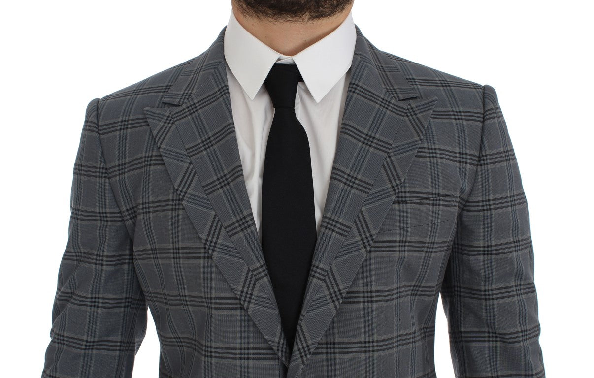 Veste de blazer ajustée à carreaux bleus Dolce & Gabbana