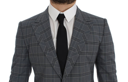 Veste de blazer ajustée à carreaux bleus Dolce & Gabbana