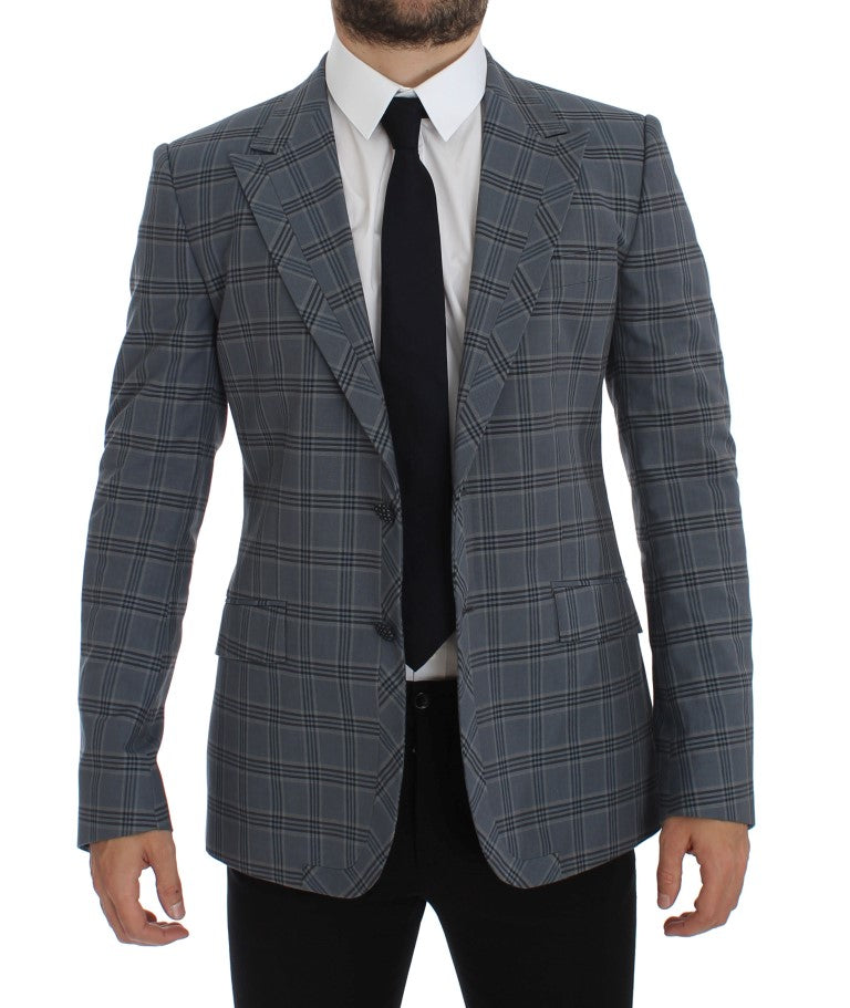 Veste de blazer ajustée à carreaux bleus Dolce & Gabbana