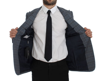 Veste de blazer ajustée à carreaux bleus Dolce & Gabbana