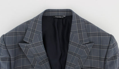 Veste de blazer ajustée à carreaux bleus Dolce & Gabbana
