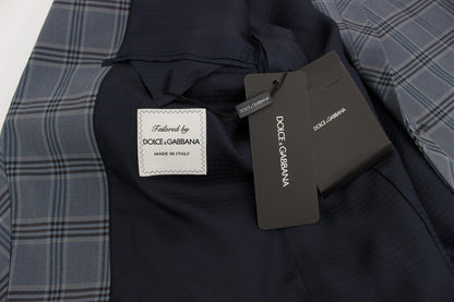 Veste de blazer ajustée à carreaux bleus Dolce & Gabbana