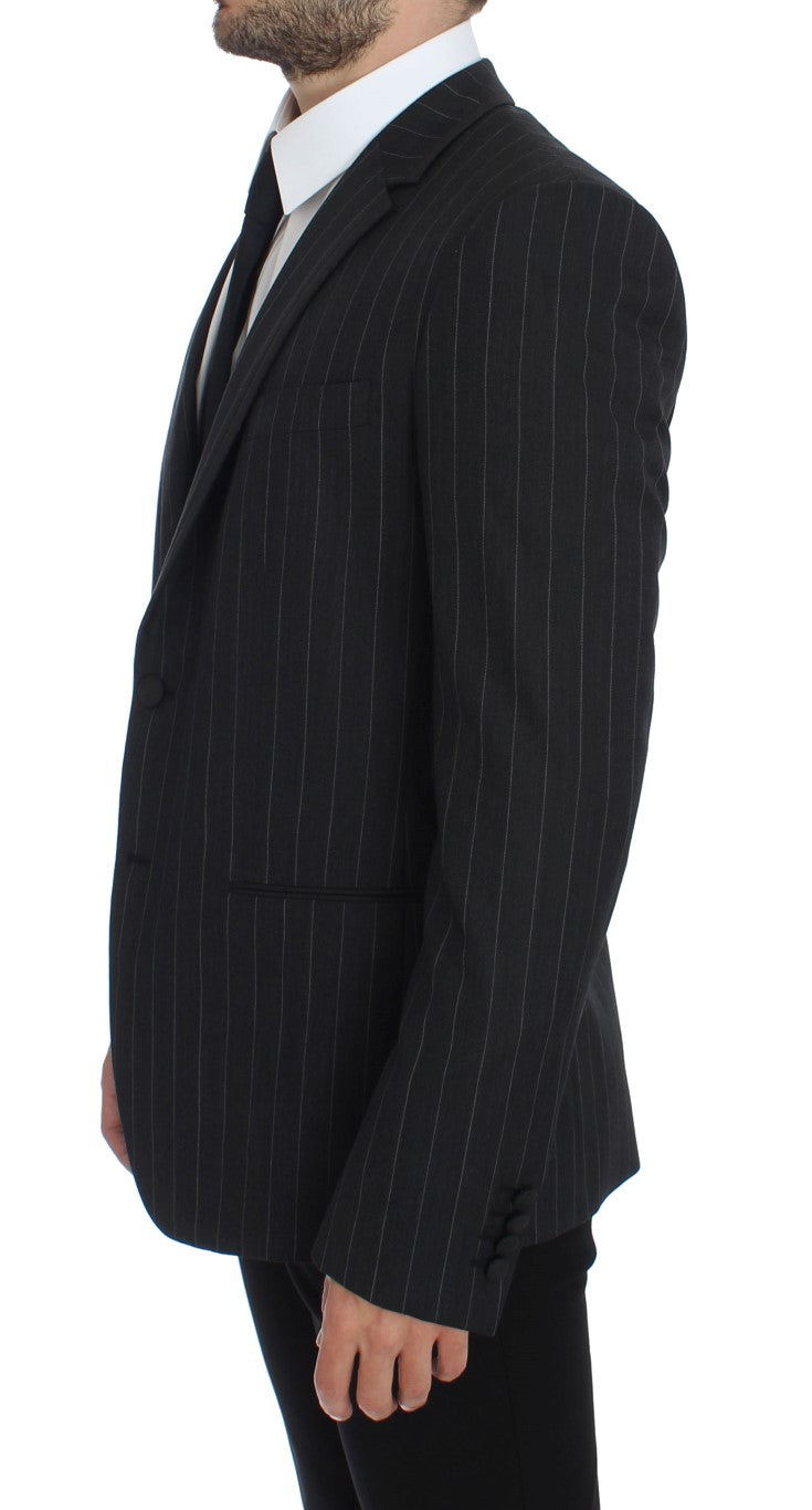 Blazer en laine Dolce & Gabbana gris rayé coupe ajustée