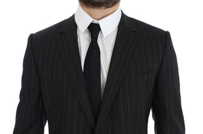 Blazer en laine Dolce & Gabbana gris rayé coupe ajustée