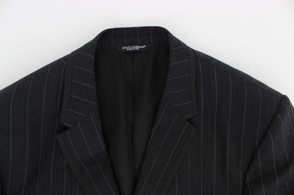 Blazer en laine Dolce & Gabbana gris rayé coupe ajustée