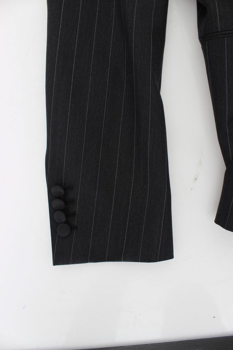 Blazer en laine Dolce & Gabbana gris rayé coupe ajustée