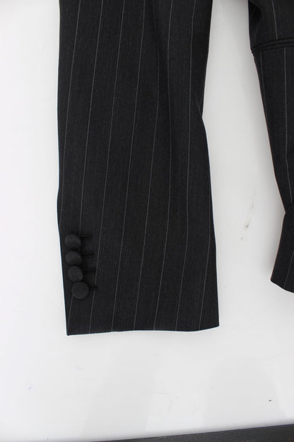 Blazer en laine Dolce & Gabbana gris rayé coupe ajustée