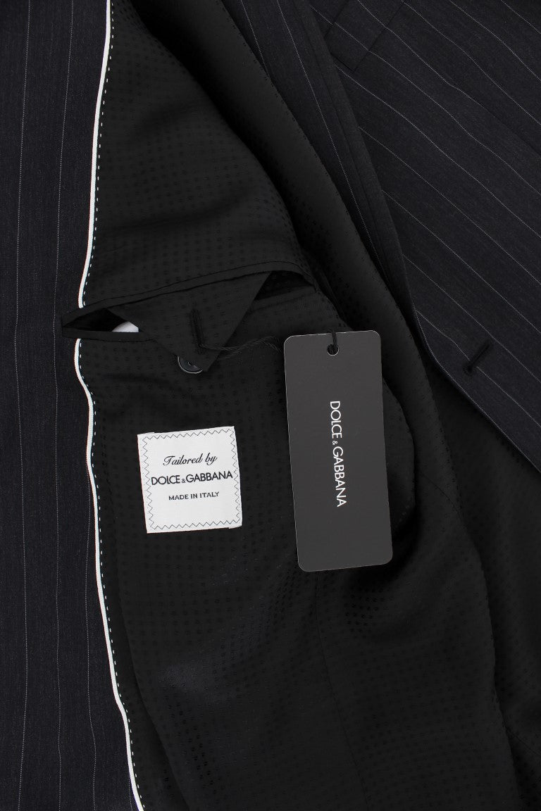 Blazer en laine Dolce & Gabbana gris rayé coupe ajustée